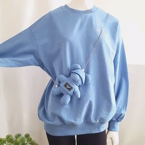 NEW🔥S.Charma🦋LOT X2💙Blue Cotton Sweatshirt☆Chain Teddy Bear